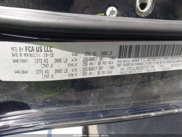 2019 Jeep Cherokee Latitude Plus Fwd მანქანა იყიდება აუქციონზე, vin: 1C4PJLLB0KD327147, აუქციონის ნომერი: 44960793