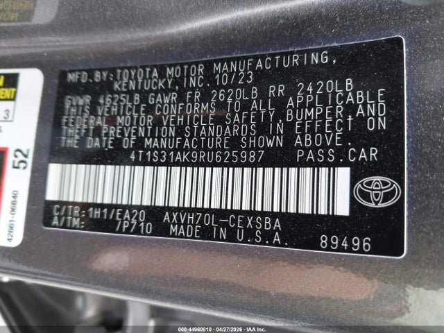 4T1S31AK9RU625987 Toyota Camry Hybrid Se