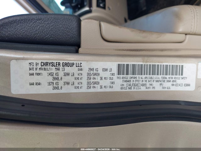 2014 Jeep Grand Cherokee Limited მანქანა იყიდება აუქციონზე, vin: 1C4RJFBG0EC148091, აუქციონის ნომერი: 44960827