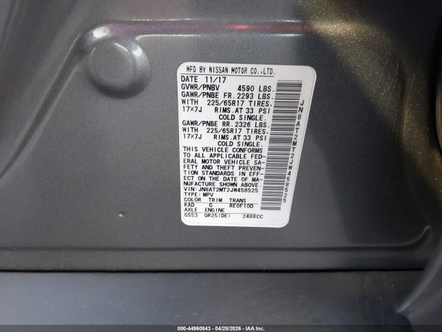 Aukcja sprzedaży 2018 Nissan Rogue S, vin: JN8AT2MT2JW458525, numer aukcji: 44960843