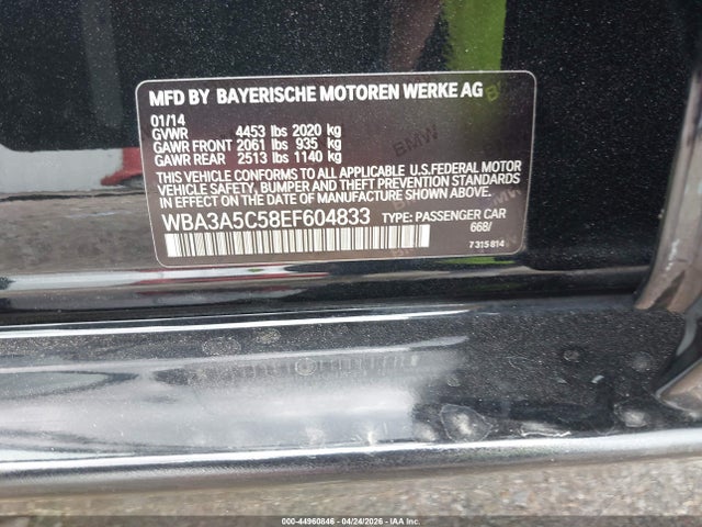 BMW 328I 2014 WBA3A5C58EF604833 Image 9