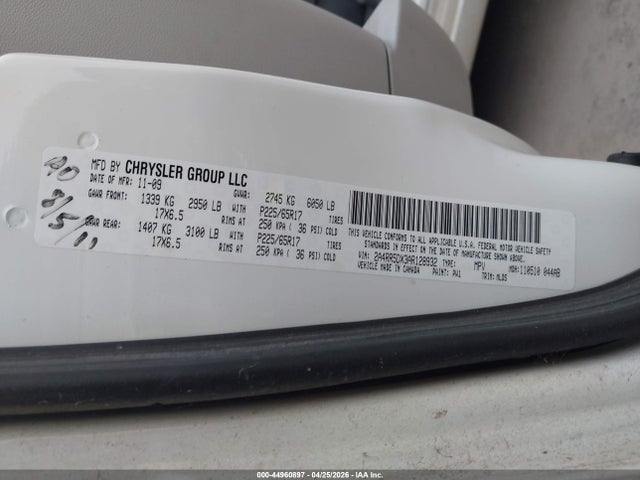 2010 Chrysler Town & Country Touring მანქანა იყიდება აუქციონზე, vin: 2A4RR5DX3AR128932, აუქციონის ნომერი: 44960897