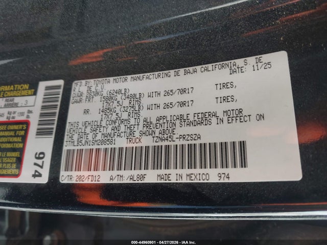 3TMLB5JN1SM208581 Toyota Tacoma Trd Off Road