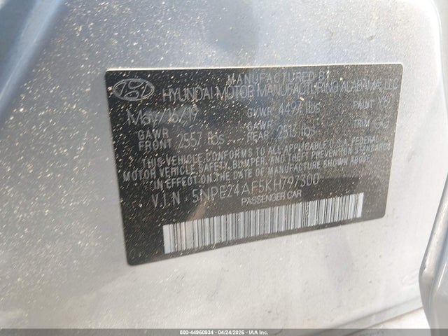Продаж на аукціоні авто 2019 Hyundai Sonata Se, vin: 5NPE24AF5KH797300, номер лоту: 44960934