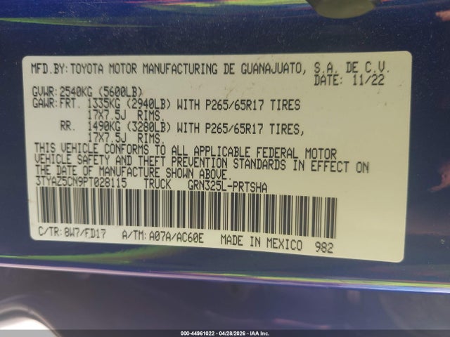 Toyota Tacoma Sr5 V6 2023 3TYAZ5CN9PT028115 Image 9