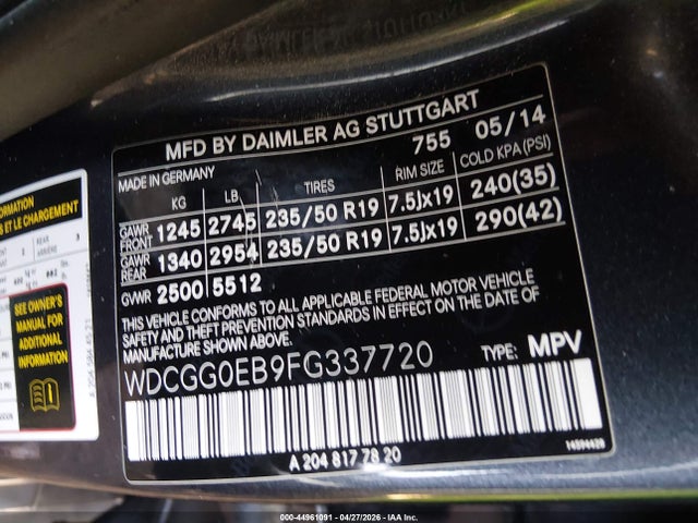 Продаж на аукціоні авто 2015 Mercedes-benz Glk 250 Bluetec 4matic, vin: WDCGG0EB9FG337720, номер лоту: 44961091