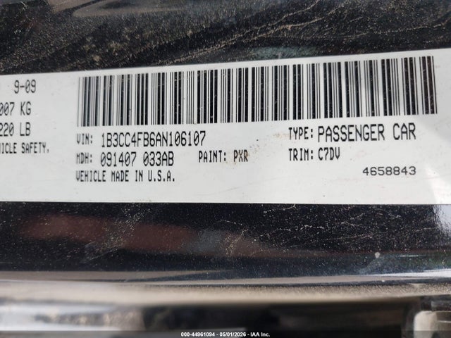Продаж на аукціоні авто 2010 Dodge Avenger Sxt, vin: 1B3CC4FB6AN106107, номер лоту: 44961094