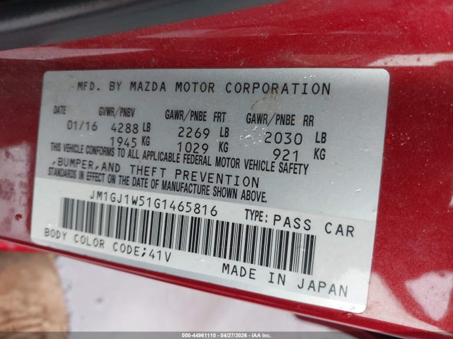 JM1GJ1W51G1465816 Mazda Mazda6 I Grand Touring