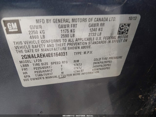 Chevrolet EQUINOX LS 2014 2GNALAEK4E6164031 Image 9