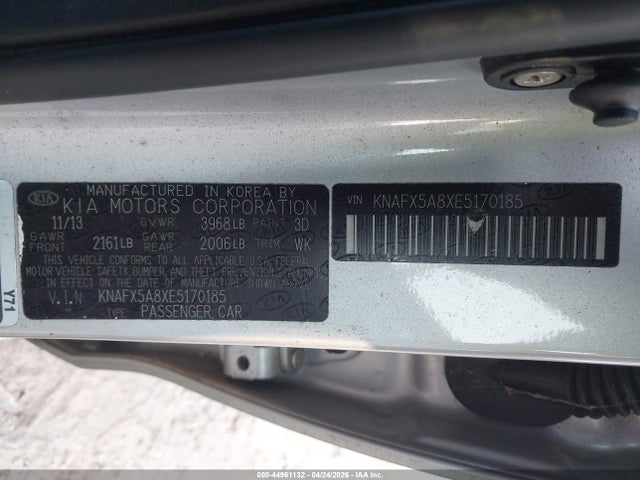 44961132 :رقم المزاد ، KNAFX5A8XE5170185 vin ، 2014 Kia Forte Ex مزاد بيع