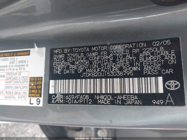 Продажа на аукционе авто 2005 Toyota Prius, vin: JTDKB20U153038795, номер лота: 44961163
