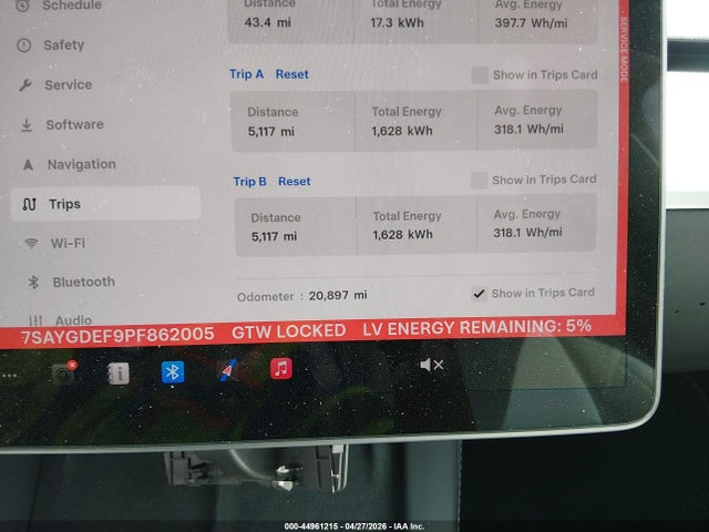 44961215 :رقم المزاد ، 7SAYGDEF9PF862005 vin ، 2023 Tesla Model Y Performance Dual Motor All-wheel Drive مزاد بيع