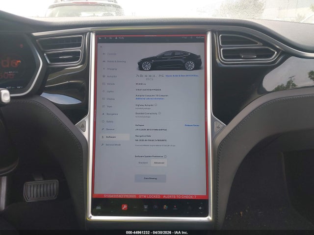 2014 Tesla Model S P85 მანქანა იყიდება აუქციონზე, vin: 5YJSA1H14EFP62605, აუქციონის ნომერი: 44961232