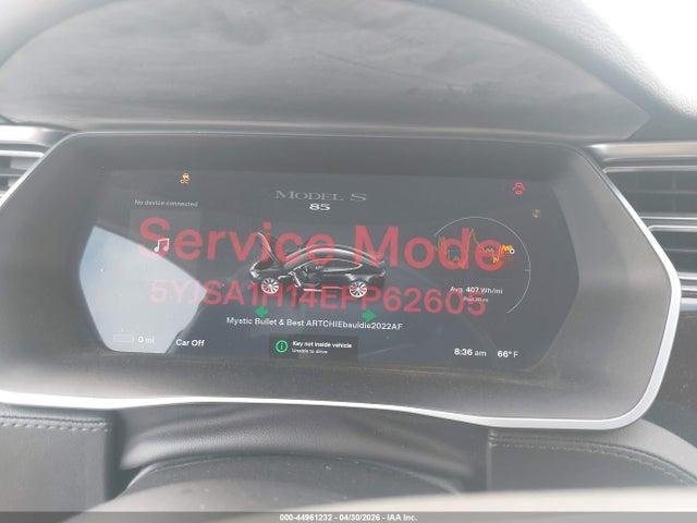 2014 Tesla Model S P85 მანქანა იყიდება აუქციონზე, vin: 5YJSA1H14EFP62605, აუქციონის ნომერი: 44961232