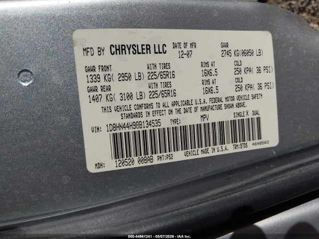 Продаж на аукціоні авто 2008 Dodge Grand Caravan Se, vin: 1D8HN44H98B134535, номер лоту: 44961241