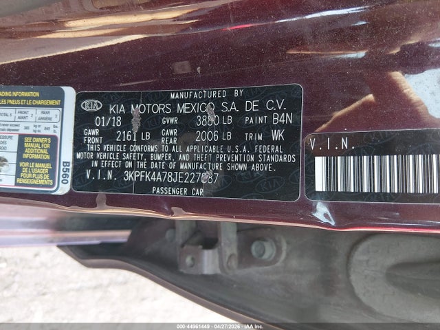 Aukcja sprzedaży 2018 Kia Forte Lx, vin: 3KPFK4A78JE227887, numer aukcji: 44961449