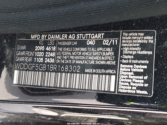 Продаж на аукціоні авто 2011 Mercedes-benz C 350 Sport, vin: WDDGF5GB1BR168302, номер лоту: 44961463