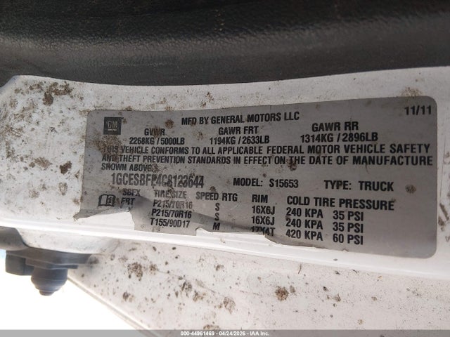Продаж на аукціоні авто 2012 Chevrolet Colorado Work Truck, vin: 1GCESBFE4C8123644, номер лоту: 44961469