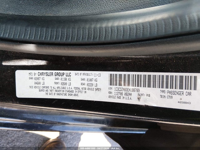 Aukcja sprzedaży 2014 Dodge Avenger Se, vin: 1C3CDZAB3EN188789, numer aukcji: 44961550