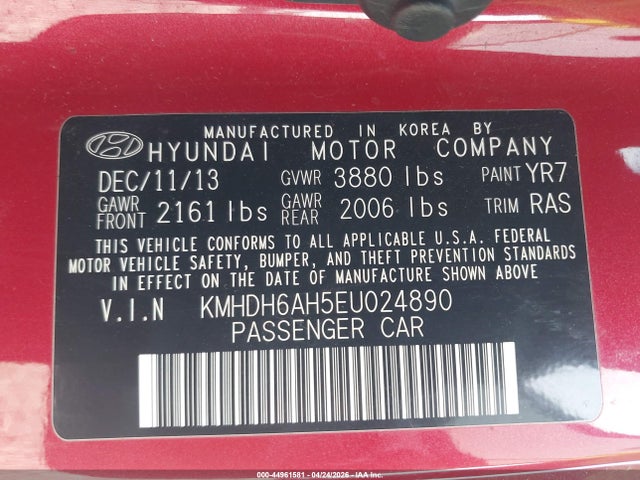 Продаж на аукціоні авто 2014 Hyundai Elantra, vin: KMHDH6AH5EU024890, номер лоту: 44961581