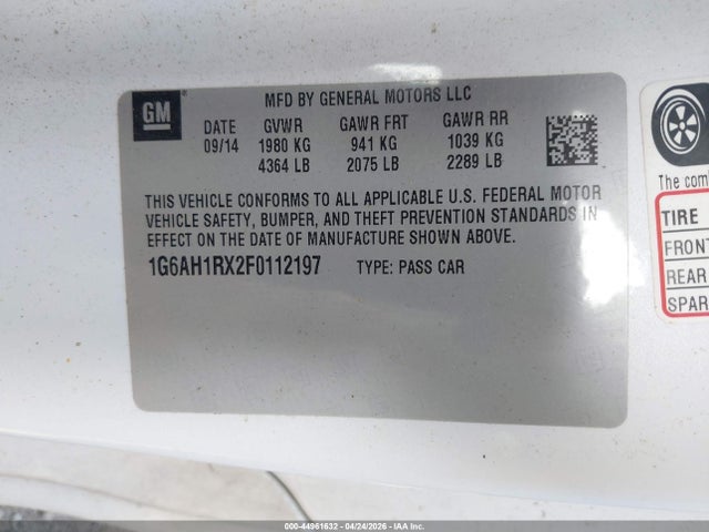 Продажа на аукционе авто 2015 Cadillac Ats Luxury, vin: 1G6AH1RX2F0112197, номер лота: 44961632