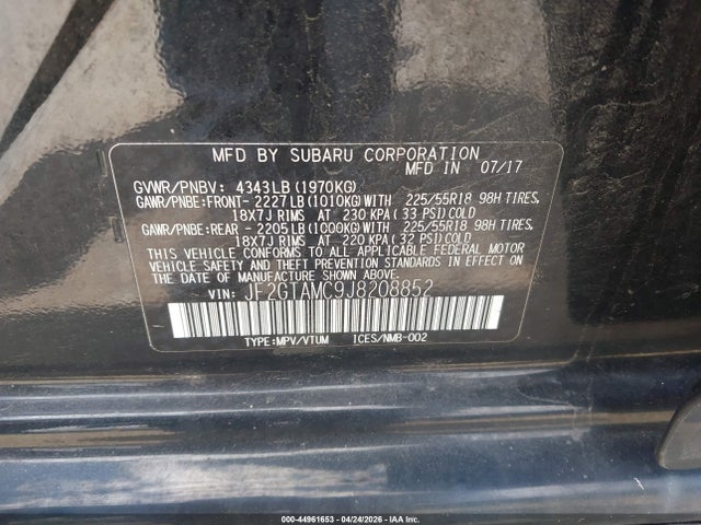 44961653 :رقم المزاد ، JF2GTAMC9J8208852 vin ، 2018 Subaru Crosstrek 2.0i Limited مزاد بيع
