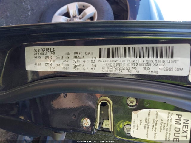 44961656 :رقم المزاد ، 1C6RR7GG2GS291132 vin ، 2016 Ram 1500 Slt مزاد بيع