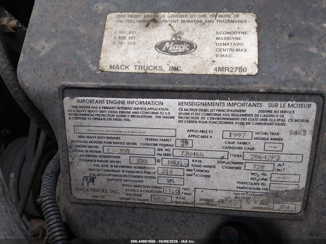 Продаж на аукціоні авто 1997 Mack 600 Rd600, vin: 1M2P267C4VM033025, номер лоту: 44961658