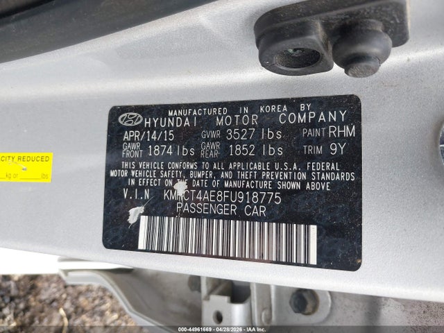 Продаж на аукціоні авто 2015 Hyundai Accent Gls, vin: KMHCT4AE8FU918775, номер лоту: 44961669