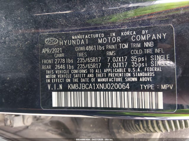 Hyundai Tucson Hybrid Blue 2022 KM8JBCA1XNU020064 Image 9
