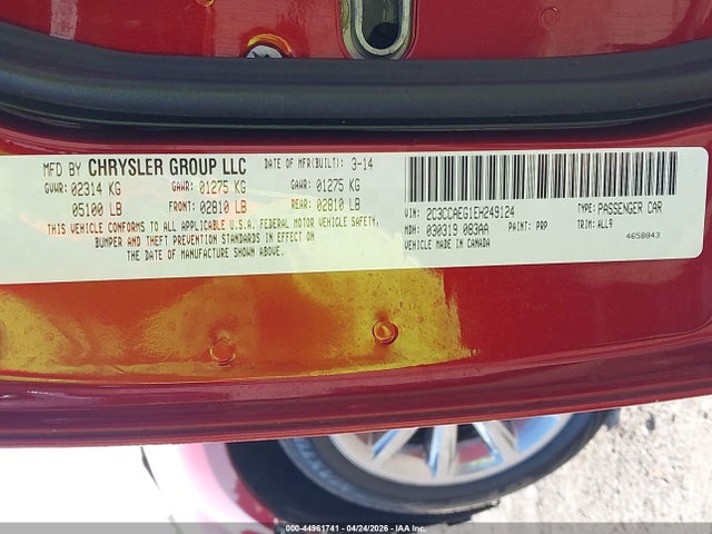 2014 Chrysler 300c მანქანა იყიდება აუქციონზე, vin: 2C3CCAEG1EH249124, აუქციონის ნომერი: 44961741