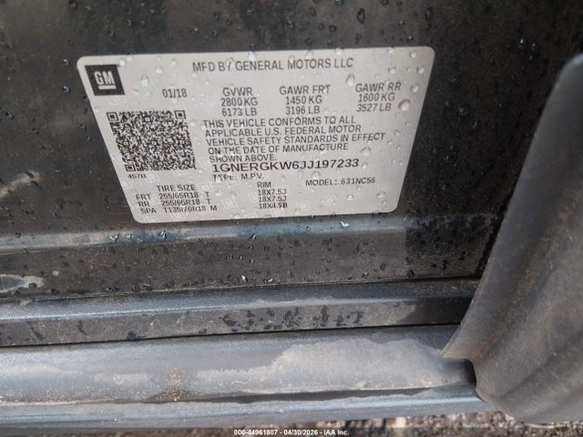 1GNERGKW6JJ197233 Chevrolet Traverse 1lt