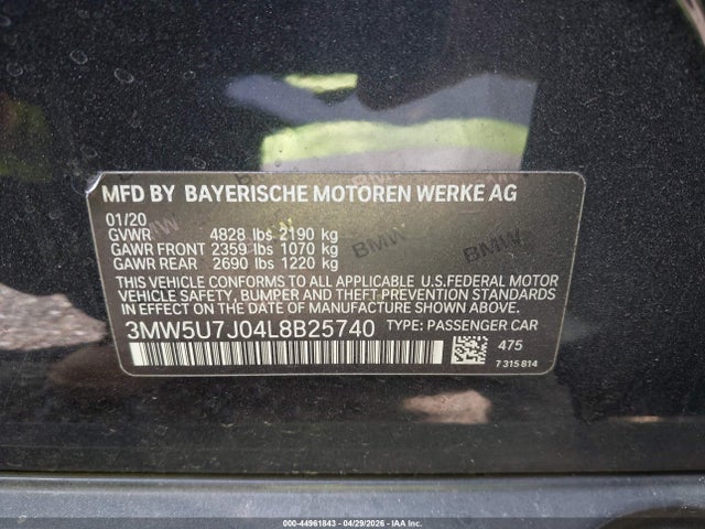 Продаж на аукціоні авто 2020 Bmw M340i, vin: 3MW5U7J04L8B25740, номер лоту: 44961843