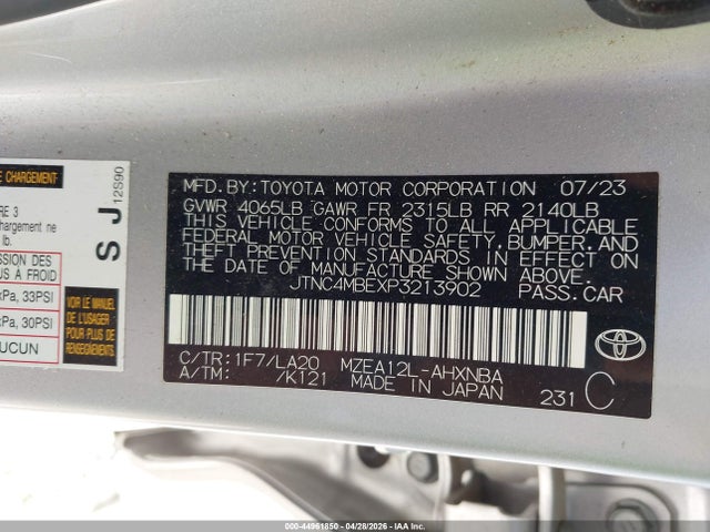 Aukcja sprzedaży 2023 Toyota Corolla Xse, vin: JTNC4MBEXP3213902, numer aukcji: 44961850