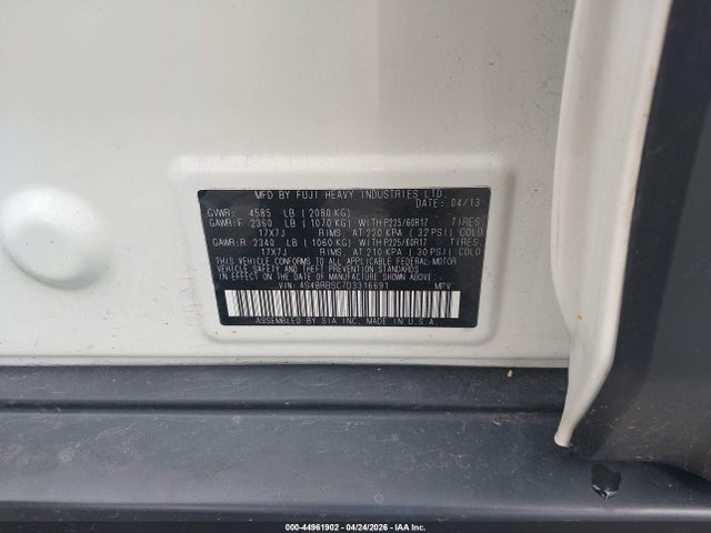 44961902 :رقم المزاد ، 4S4BRBSC7D3316691 vin ، 2013 Subaru Outback 2.5i Limited مزاد بيع
