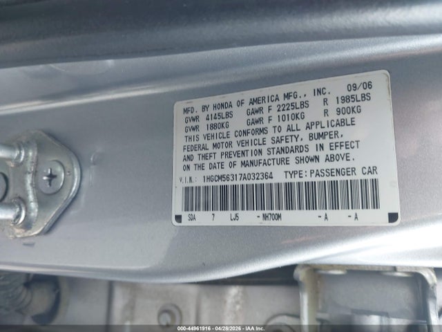Продажа на аукционе авто 2007 Honda Accord 2.4 Se, vin: 1HGCM56317A032364, номер лота: 44961916