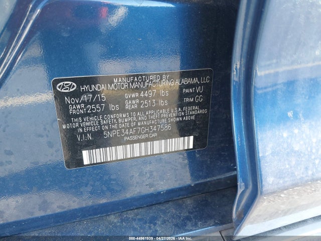 Продаж на аукціоні авто 2016 Hyundai Sonata Sport, vin: 5NPE34AF7GH347586, номер лоту: 44961939