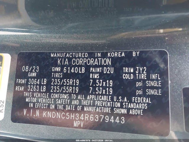 KNDNC5H34R6379443 KIA Carnival Mpv Ex