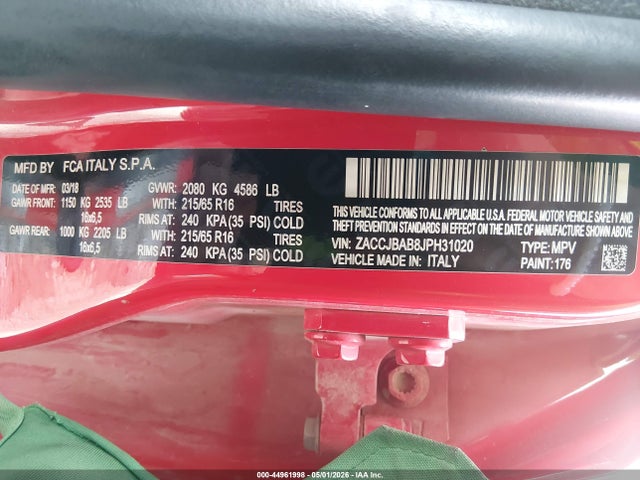 Aukcja sprzedaży 2018 Jeep Renegade Sport 4x4, vin: ZACCJBAB8JPH31020, numer aukcji: 44961998