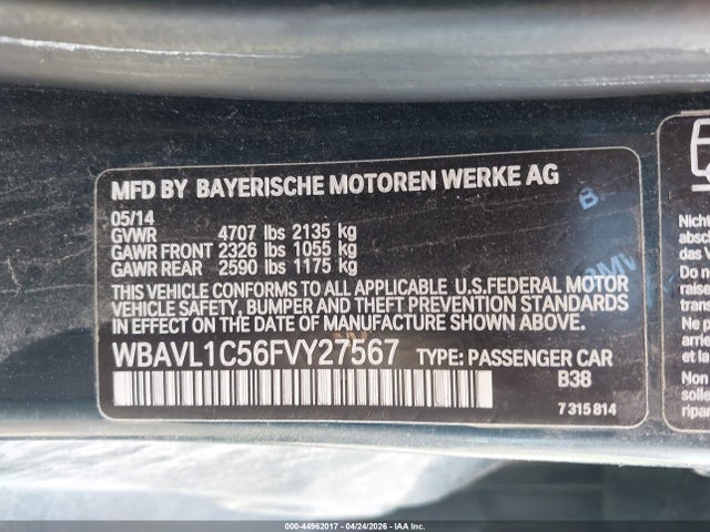 Продажа на аукционе авто 2015 Bmw X1 Xdrive28i, vin: WBAVL1C56FVY27567, номер лота: 44962017