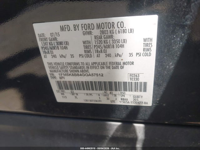 Продажа на аукционе авто 2016 Ford Explorer, vin: 1FM5K8B84GGA57512, номер лота: 44962018