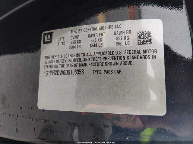 2013 Chevrolet Corvette Grand Sport მანქანა იყიდება აუქციონზე, vin: 1G1YR2DW6D5106358, აუქციონის ნომერი: 44962044