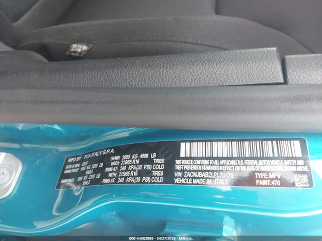 44962068 :رقم المزاد ، ZACNJBAB2LPL70179 vin ، 2020 Jeep Renegade Sport 4x4 مزاد بيع
