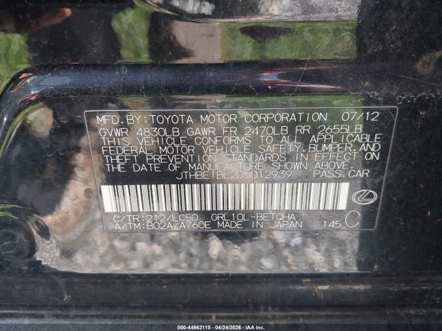 44962115 :رقم المزاد ، JTHBE1BL2D5012939 vin ، 2013 Lexus Gs 350 مزاد بيع