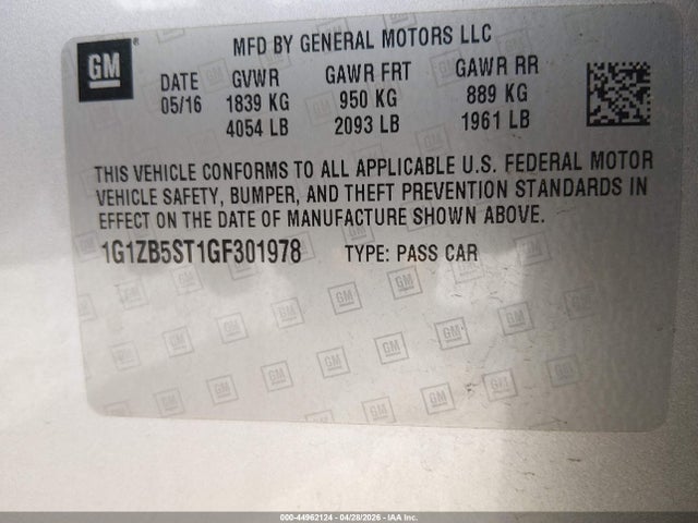 1G1ZB5ST1GF301978 Chevrolet MALIBU LS