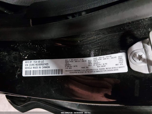 Продажа на аукционе авто 2025 Chrysler Pacifica Select, vin: 2C4RC1BG9SR507423, номер лота: 44962130