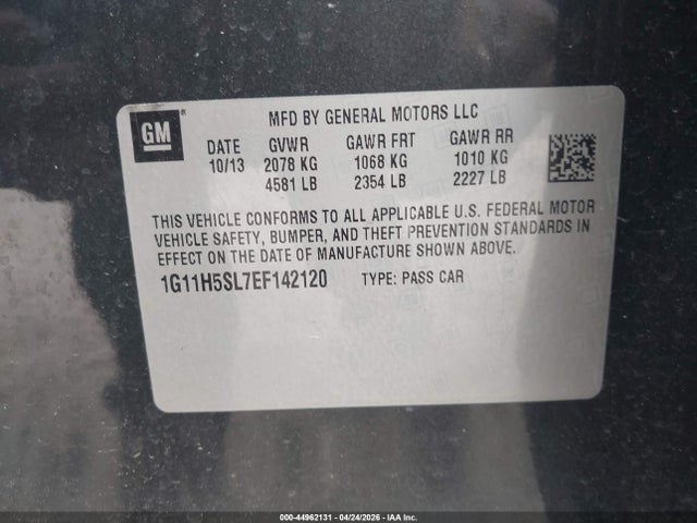 Продажа на аукционе авто 2014 Chevrolet Malibu 1lz, vin: 1G11H5SL7EF142120, номер лота: 44962131