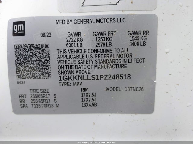 44962157 :رقم المزاد ، 1GKKNLLS1PZ248518 vin ، 2023 Gmc Acadia Awd At4 مزاد بيع