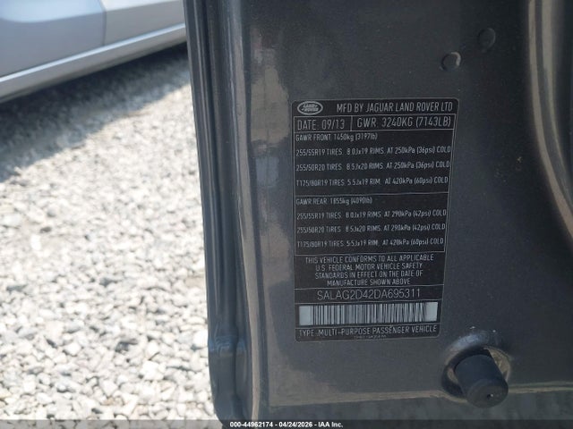 Aukcja sprzedaży 2013 Land Rover Lr4, vin: SALAG2D42DA695311, numer aukcji: 44962174