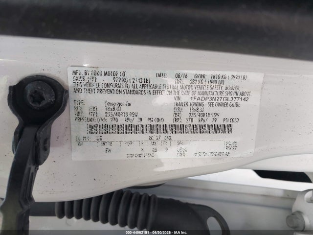 44962191 :رقم المزاد ، 1FADP3N27GL377142 vin ، 2016 Ford Focus Titanium مزاد بيع